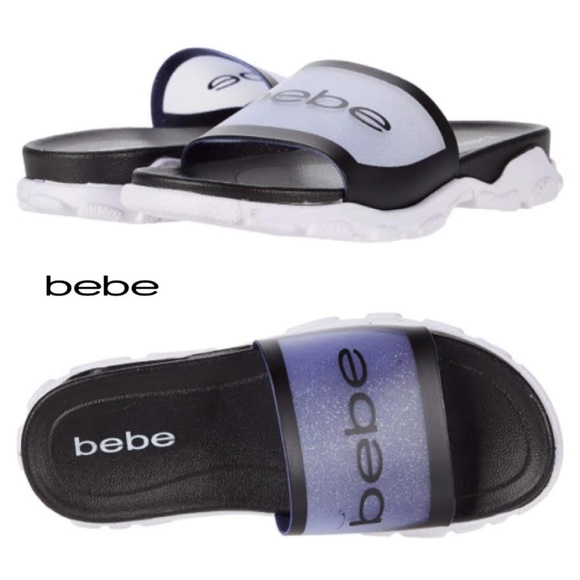 NWB BEBE Natanya LOGO Slide Sandal Slip On Shoes - Picture 1 of 7